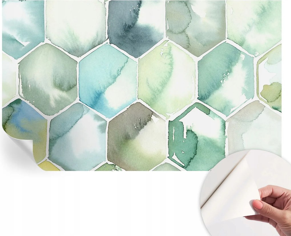 Öntapadós tapéta Falfestmény Prémium Pasztell hatszögek 416x254 cm