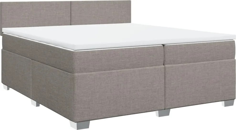 vidaXL tópszínű szövet rugós ágy matraccal 200 x 200 cm