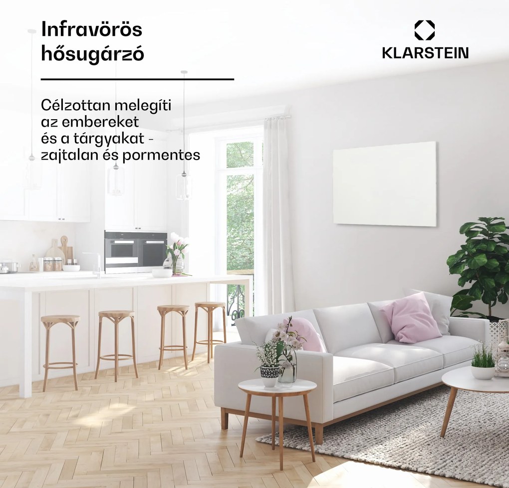 Klarstein Wonderwall Air Infinite, infravörös hősugárzó, 90 x 60 cm, 580 W, fali, távirányító, fehér