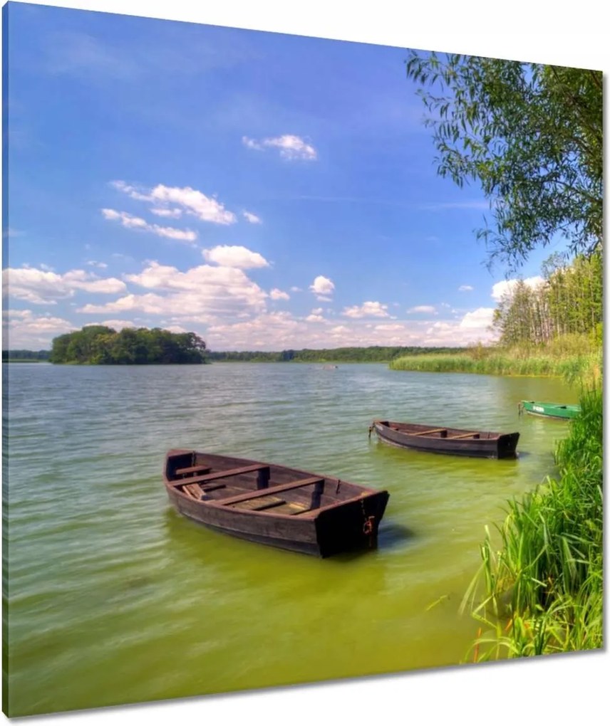 Vászonkép 90x90 Horgászcsónakok Tó