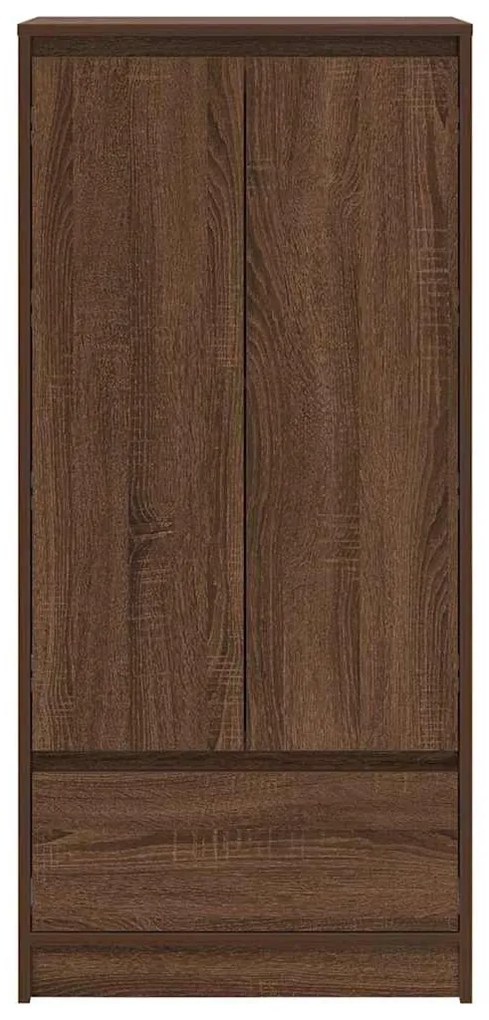 barna tölgy szerelt fa szekrény fiókkal 55,5x34x119,5 cm