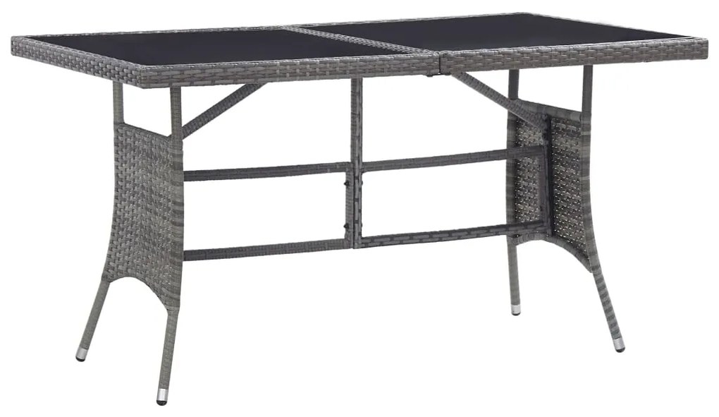 vidaXL szürke polyrattan kerti asztal 140 x 80 x 74 cm