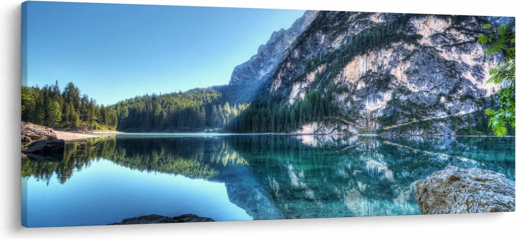 Egy alpesi tó képe (120x50 cm)