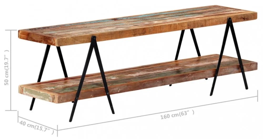 tömör újrahasznosított fa TV-szekrény 160 x 40 x 50 cm