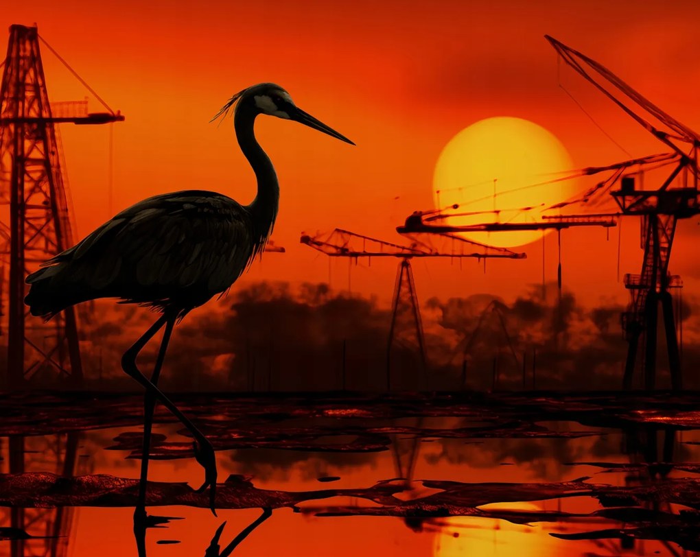 Poszter 76x60,5cm Alkonyat Ipari Daru