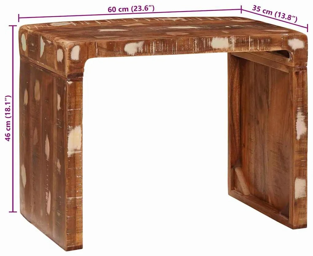 Végasztal 60 x 35 x 45 cm tömör újrahasznosított fa