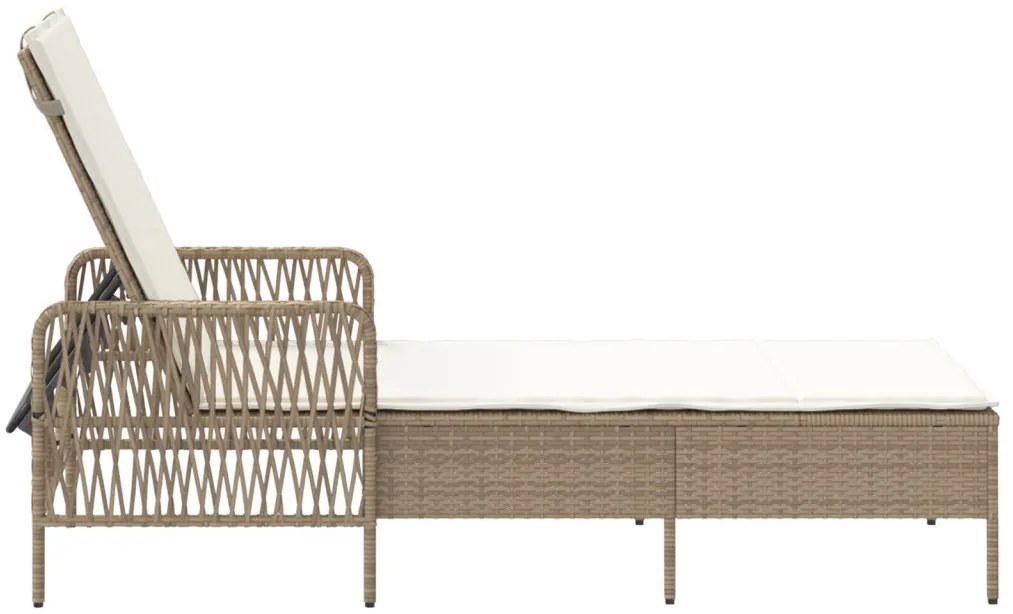 Napozóágy Bézs és krém színű PE Rattan 157 x 55 x 92 cm