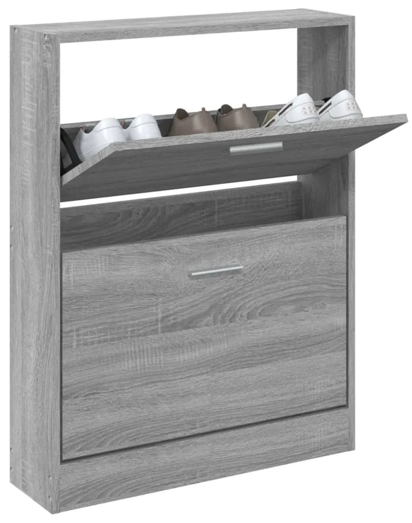 szürke sonoma színű szerelt fa cipősszekrény 59x17x81 cm