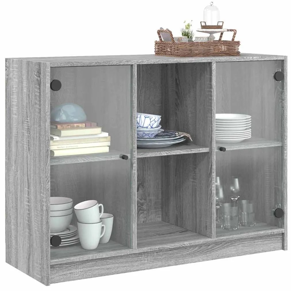 szürke sonoma színű szerelt fa tálalószekrény 102x37x75,5 cm