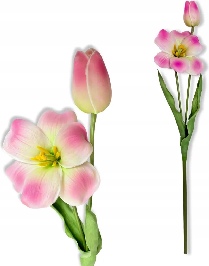 Rózsaszín Tulipán Ág tulipánokkal 53 cm Művirág habszivacs Élő