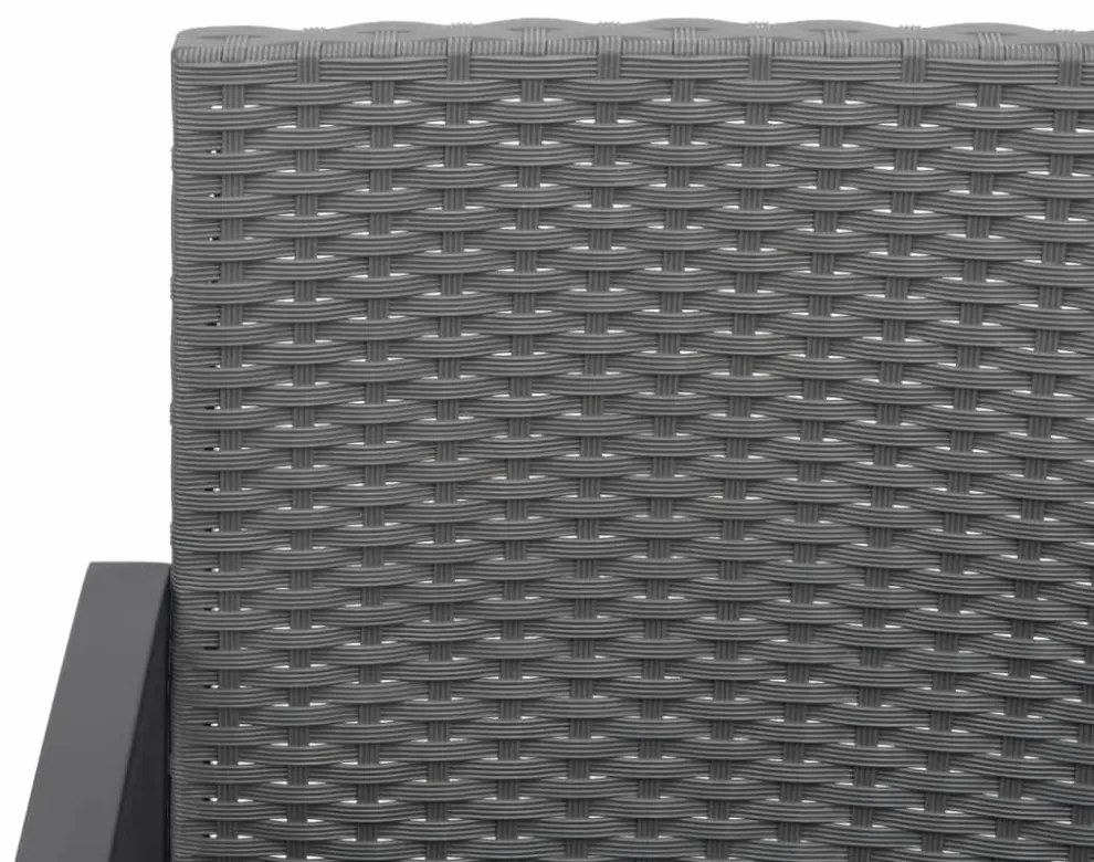 3 részes sötétszürke polyrattan kerti étkezőgarnitúra párnákkal