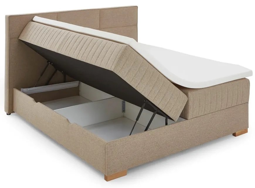 Bézs ágyneműtartós boxspring ágy 160x200 cm Tambo – Meise Möbel