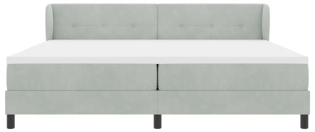 Box Spring Ágy Matraccal Világosszürke 200x200 cm Bársony
