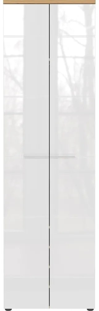 Fehér-natúr színű ruhásszekrény tölgyfa dekorral 60x198 cm Aledo – Germania