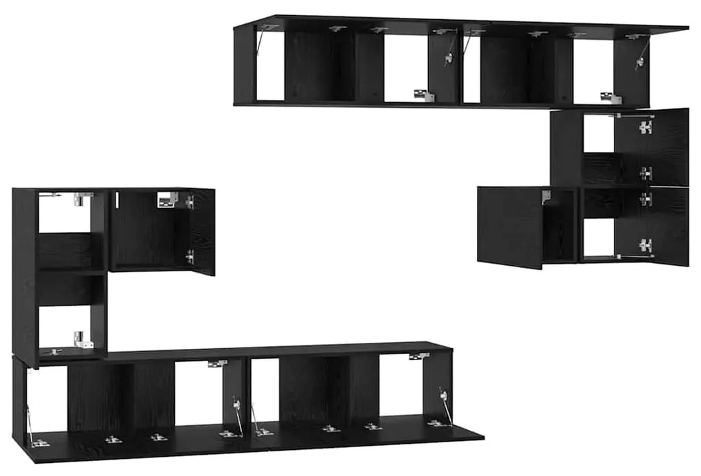 TV szekrény garnitúra Falra szerelhető 8 pcs Musta tammi