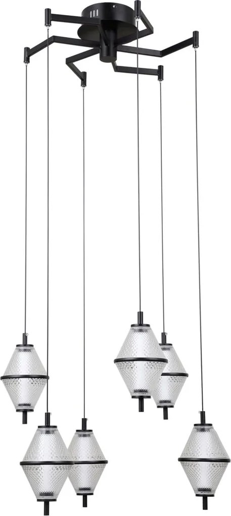 Italux modern függeszték fuente króm matt fekete átlátszó itxpnd-34395-6-bk
