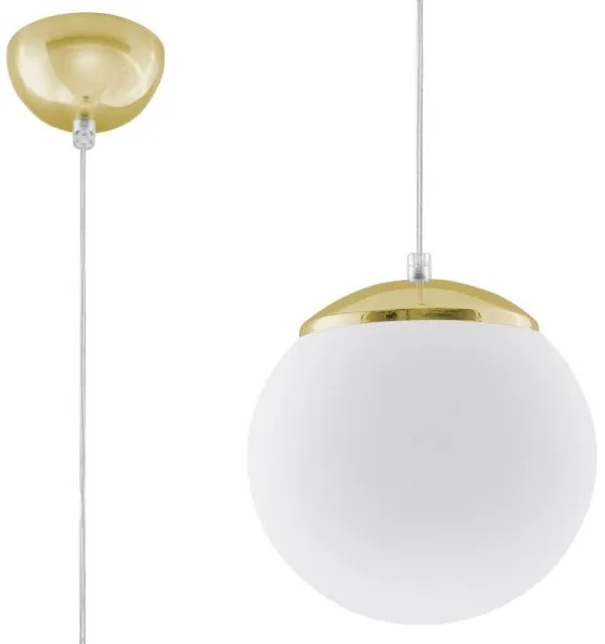 Sollux SL.0715 - TOYA kábellel függesztett csillár 1xE27/60W/230V, átmérő 20 cm, fehér/arany