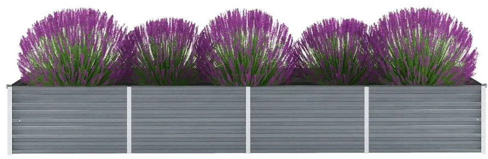 vidaXL szürke horganyzott acél kerti magaságyás 320 x 80 x 45 cm