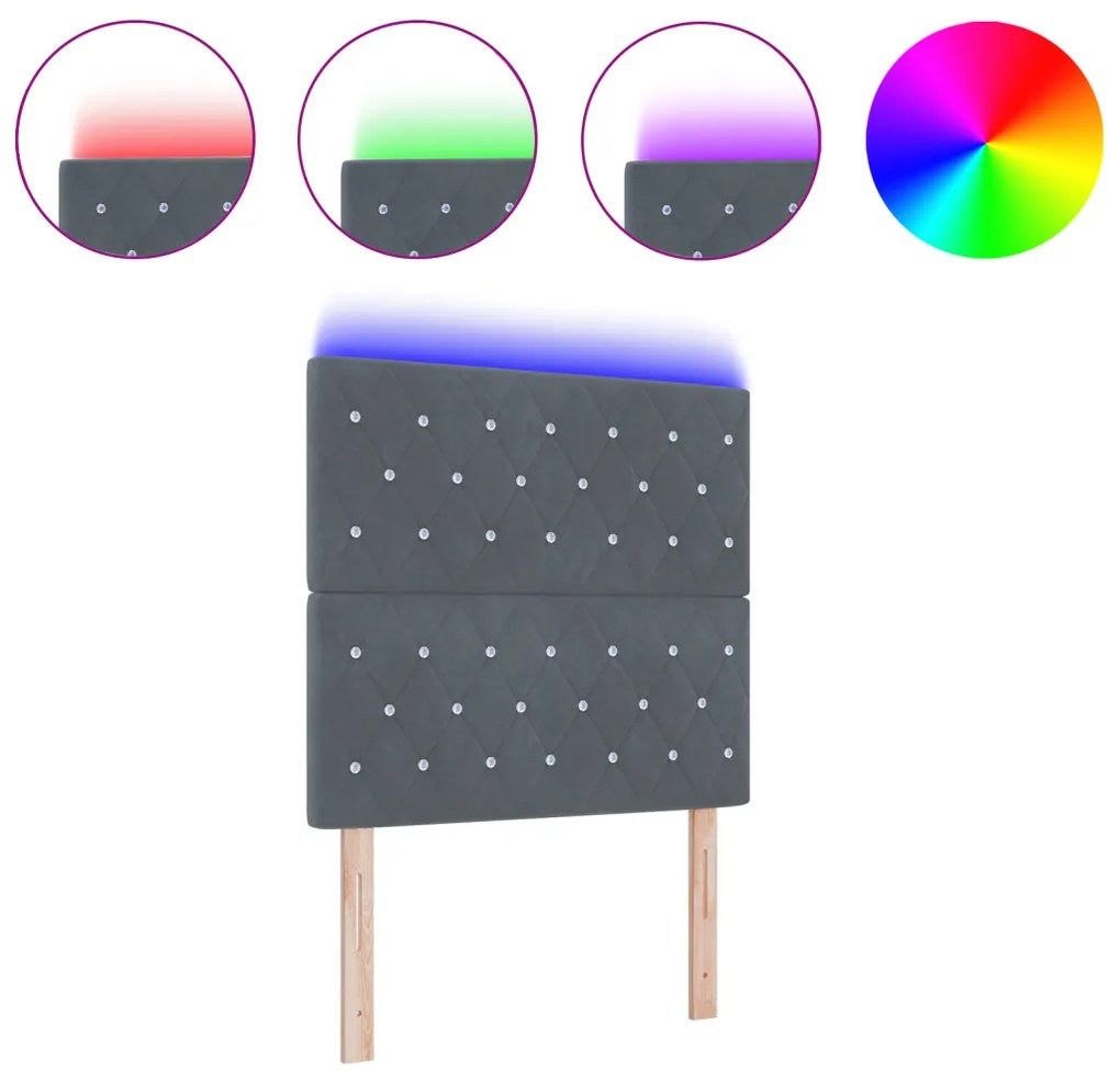 LED fejtámla, sötétszürke, 90 cm, bársony