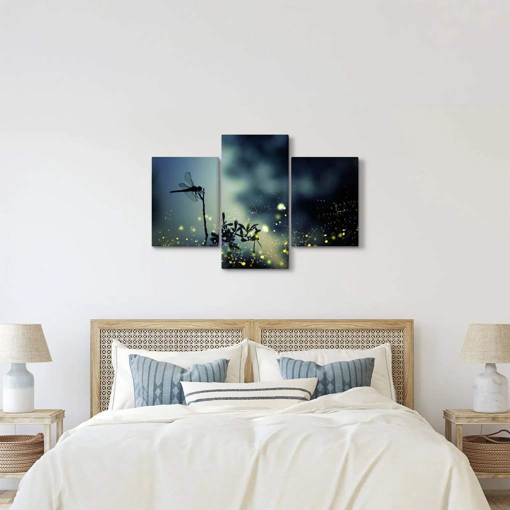 Kép - szitakötő a csillogó éjszakában (90x60 cm)