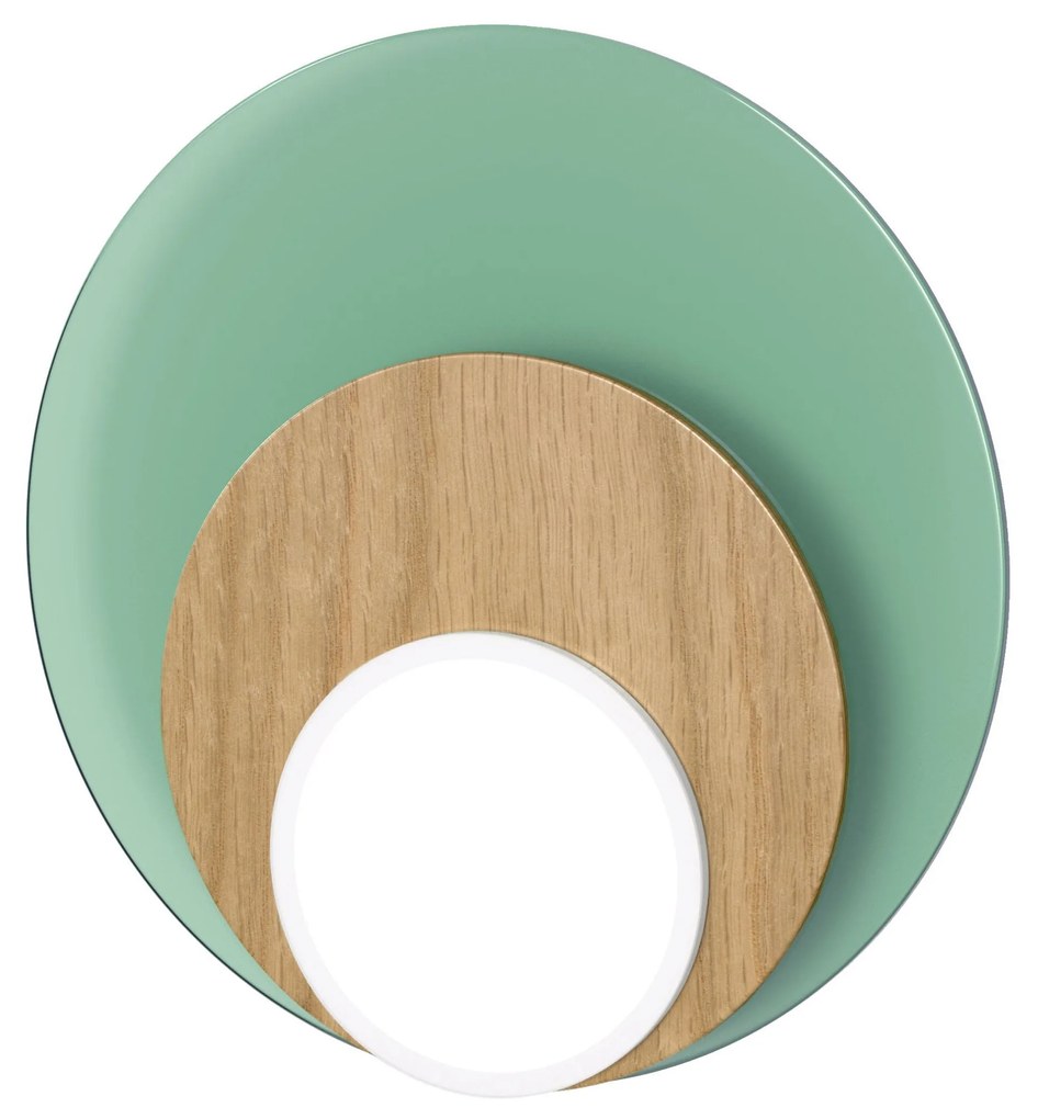 Mennyezeti / fali lámpa DOT 06, többféle változat - TUNTO Modell: fekete keret és borító, zöld üveglap / tölgy rétegelt lemez