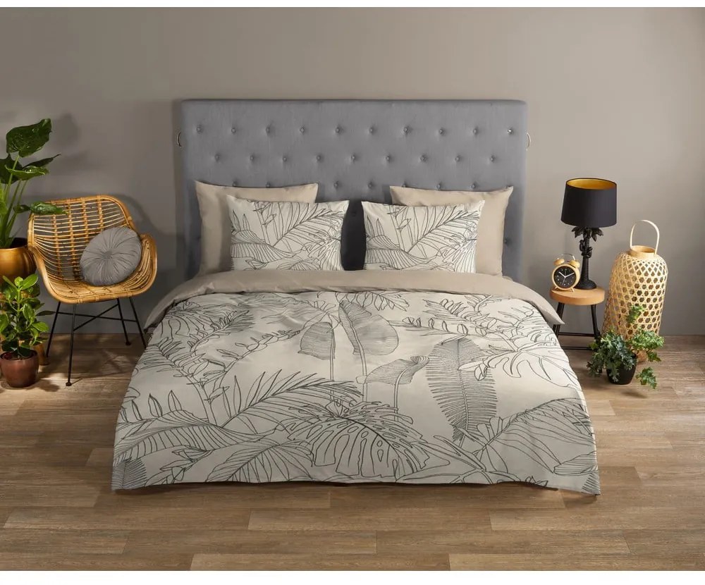 Bézs egyszemélyes-hosszabbított pamut ágyneműhuzat 140x220 cm Sym – Good Morning