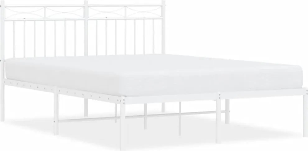 vidaXL fehér fém ágykeret fejtámlával 140 x 200 cm