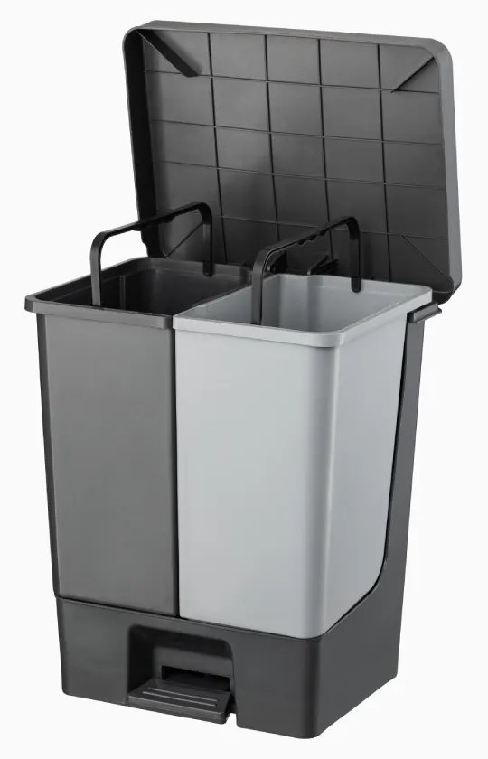 Planet Pedálos szemetes kuka DUO, osztott, műanyag, ECO antracit, 50L