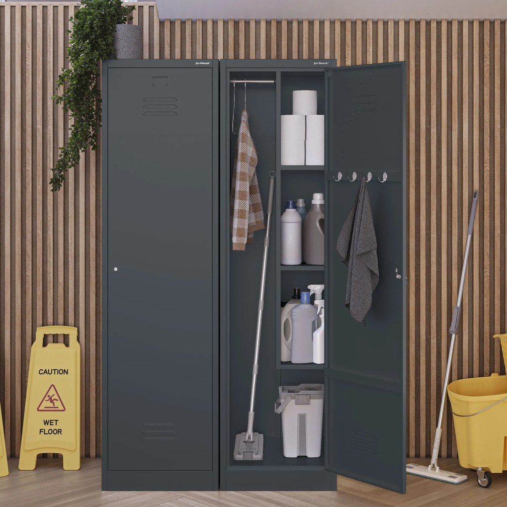 AGNES fém takarítószekrény, 500 x 1850 x 500 mm, antracit