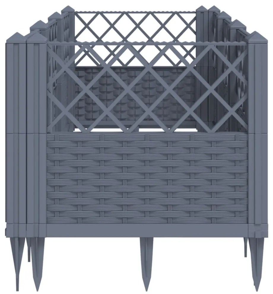 szürke PP kerti virágláda cövekekkel 123,5 x 43,5 x 43,5 cm