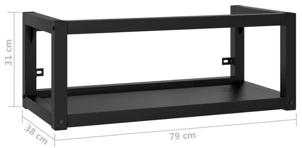 fekete vas fürdőszobai fali mosdókagylókeret 79 x 38 x 31 cm