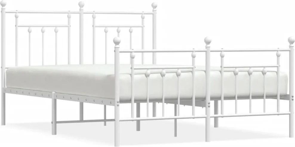 vidaXL fehér fém ágykeret fej- és lábtámlával 140 x 190 cm