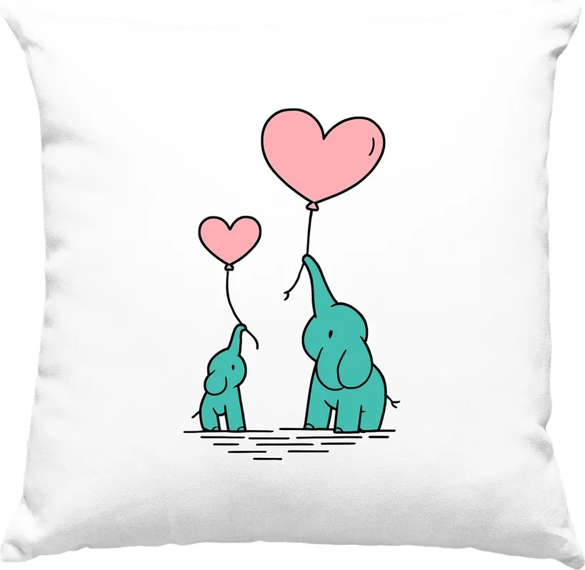 Elefánt párna Szerelem lufival, fehér
