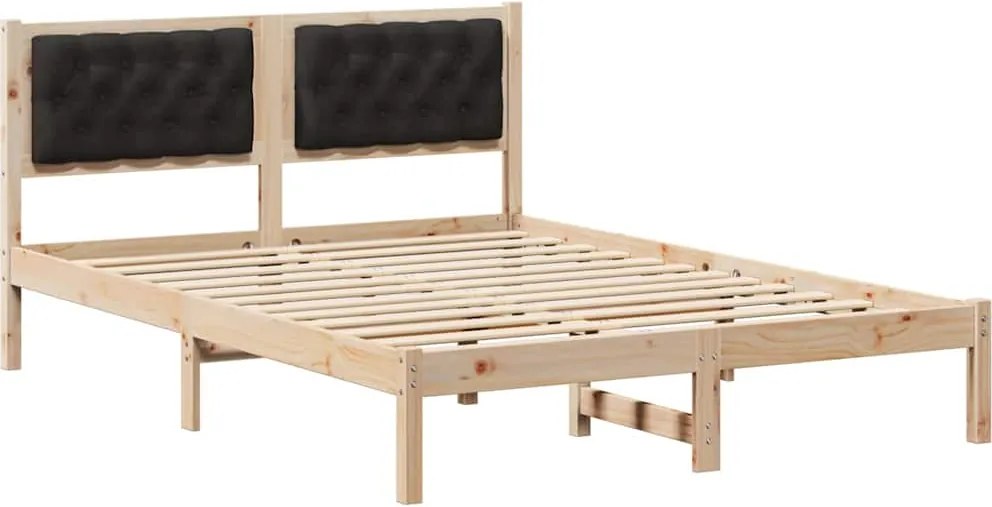 vidaXL Ágykeret fejtámlával Fekete 140 x 200 cm Tömör fenyőfa