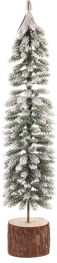 Karácsonyi dekoráció fenyőfa hófedte tuskón, 40 cm