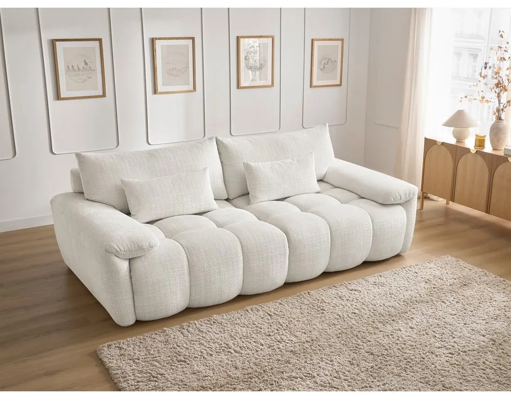 Fehér zsenília kanapé 264 cm Ivane – Bobochic Paris