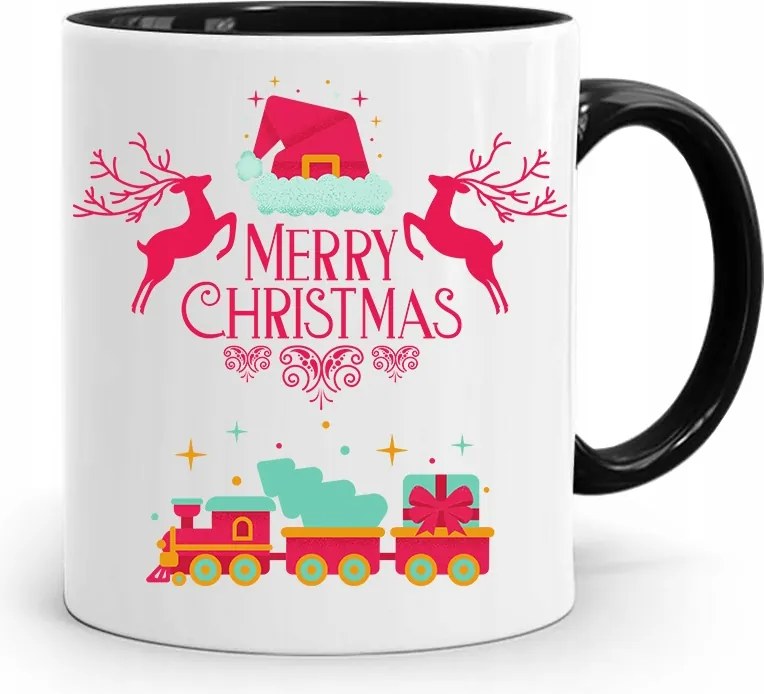 Fekete Karácsonyi Bögre Mikulásra, fényképes nyomtatással