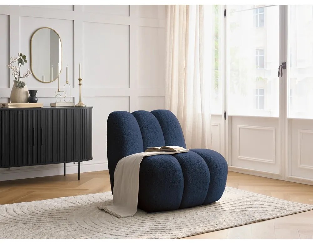 Sötétkék buklé fotel Janissaire – Bobochic Paris