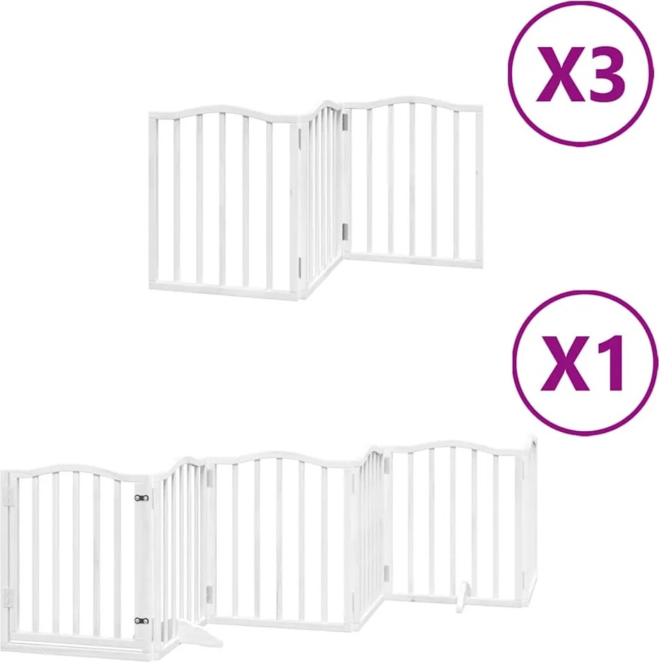 vidaXL fehér nyárfa 15 paneles összecsukható kutyakapu ajtóval 750 cm