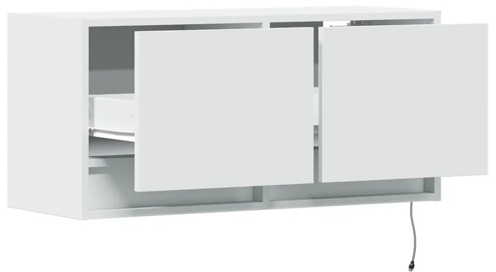 fehér falra szerelhető TV-szekrény LED-lámpákkal 80x31x35 cm