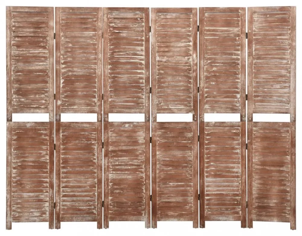 Elegáns Tömör Császárfa Paraván - Szabadon Álló Térelválasztó - Barna - 210 x 1,5 x 165 cm - Összeszerelést Igényel