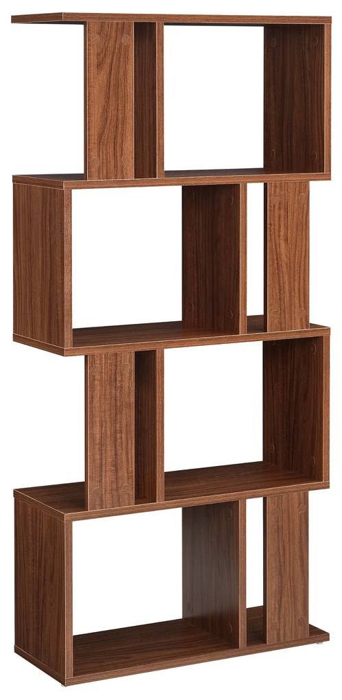 [en.casa] Könyvespolc 130 x 60 x 24 cm CD polc DVD állvány 8 tároló felülettel diófa-hatás