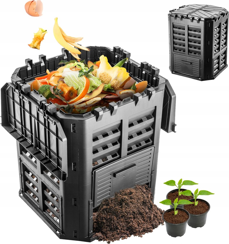 Komposztáló Fekete Moduláris Kerti Fagyálló Műtrágya Tartály 360L