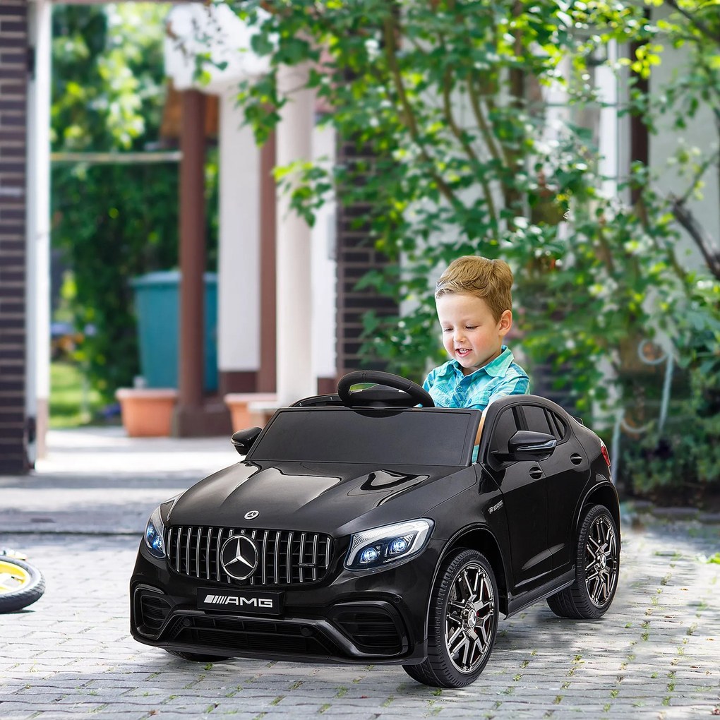 HOMCOM Gyerek Jármű 12V Mercedes-Benz AMG GLC63S COUPE Licencelt Elektromos Autó Távirányítóval, Biztonsági Övvel 2 x 35W Motor MP337-60 Hónap Fekete
