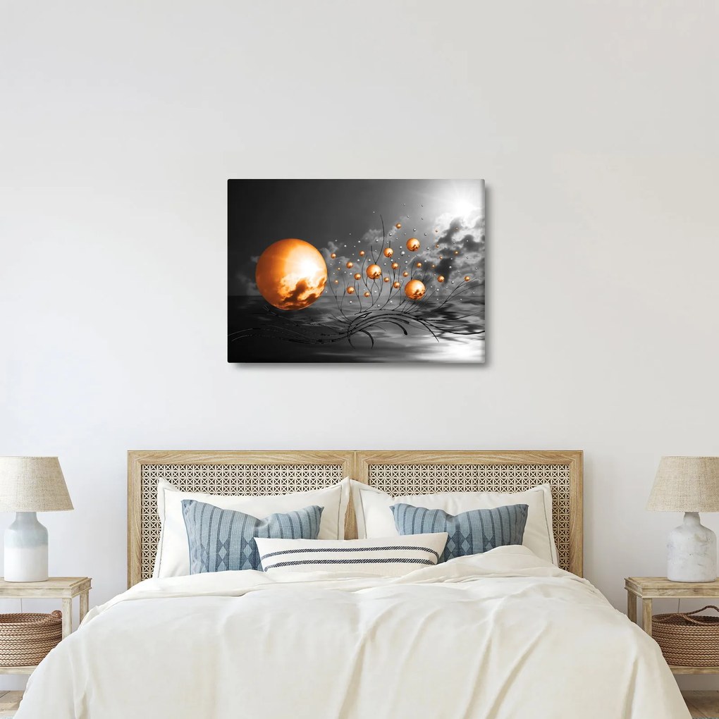 Narancssárga absztrakt gömbök képe (70x50 cm)