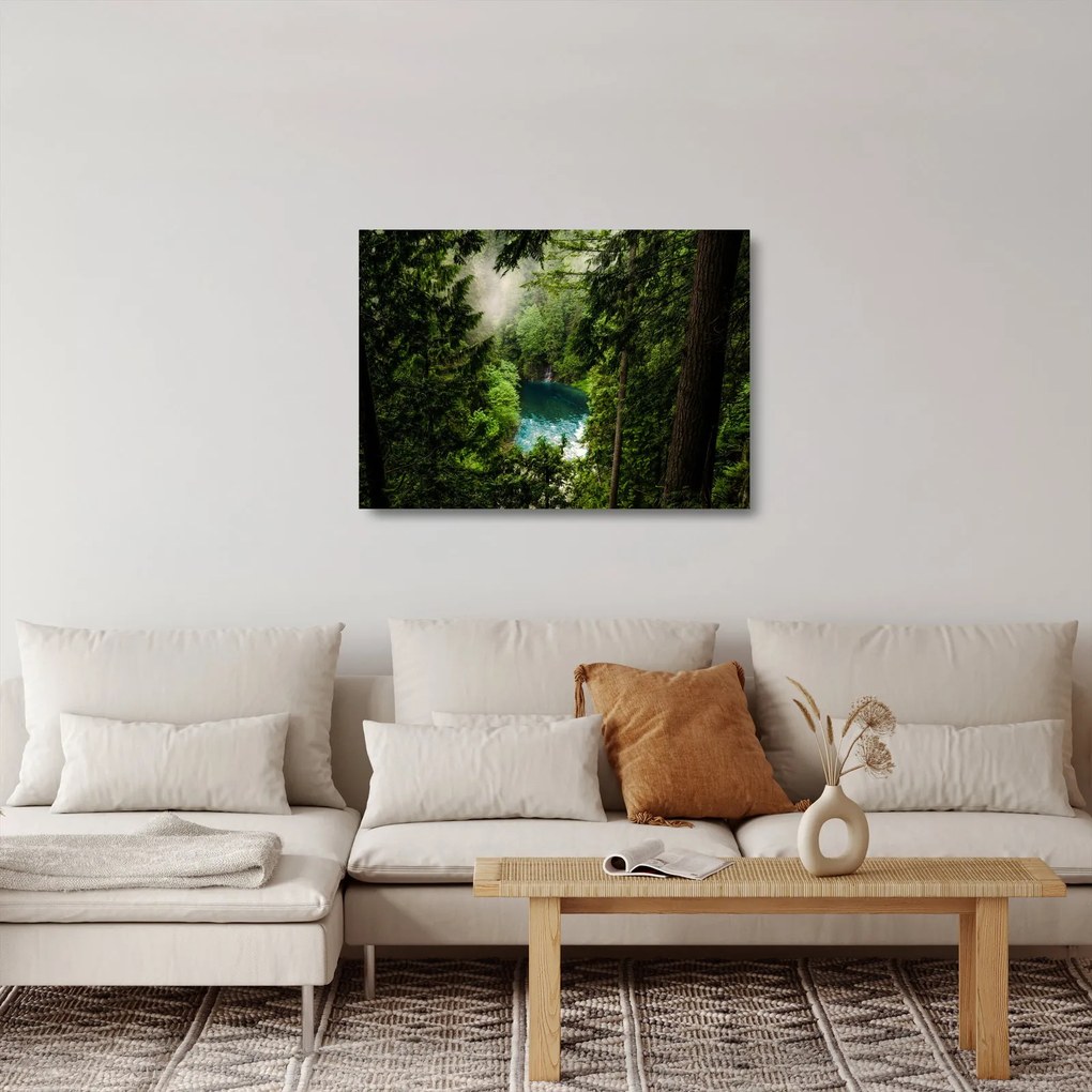 Kép - kilátás a fák között (üvegen) (70x50 cm)