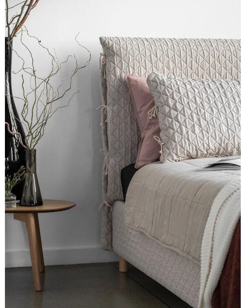 Bézs kárpitozott egyszemélyes ágy ágyráccsal 90x200 cm Sleepy Luna – Miuform