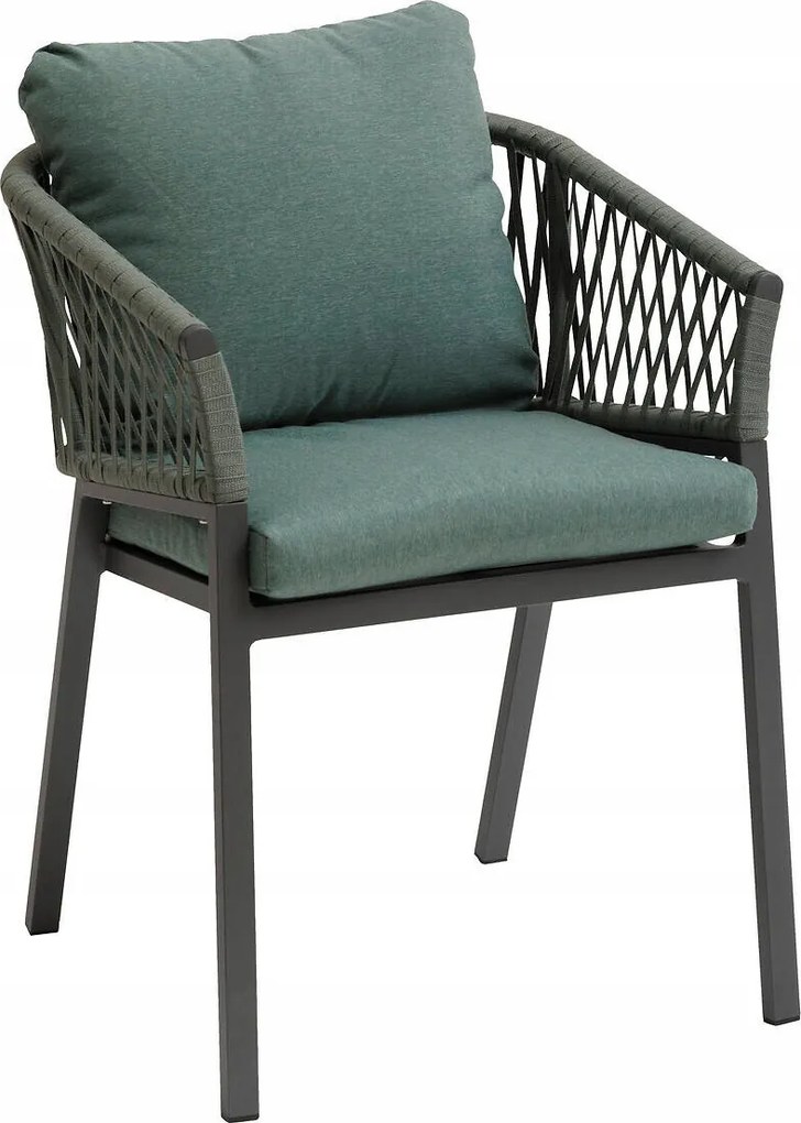 Alumínium Kerti Szék Párnákkal, Háttámlával, Zöld