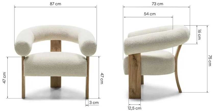 Krém design fotel KOKEI, tölgy