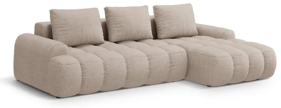 Világosbarna kinyitható-tárolóhelyes sarokkanapé (jobb oldali-heverő résszel) Linz – Cosmopolitan Design